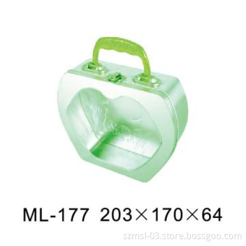 handle tin box with heart window